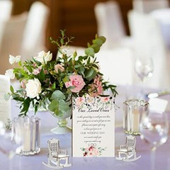 5 Pieces Wedding Memorial Chair Sign Reserved Wooden Table Plaque Flowers Style
