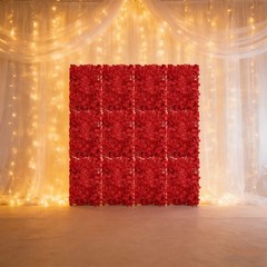 12pcs Red Flower Wall Panel Backdrop For Wedding Party Decor Easy To Use
