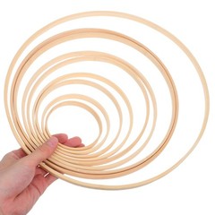 9Pcs Bamboo Craft Hoops Reusable Khaki Macrame Supplies for Hanging Wreaths