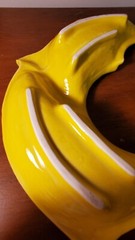Decor Vintage Chip Trays No Dip Bowl Unmarked Pottery Glazed Yellow Orange