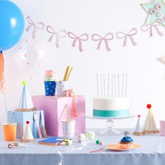 1Set Reusable Bow Garland Banner for Mothers Day Party Assorted Color Felt Decor