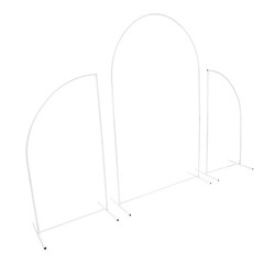 Wedding Arch White Frame with Beige Fabric Cover Triple Archway for Ceremony