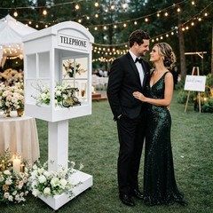 Wedding Phone Booth Audio Guest Book, Portable Venue Decoration for Guest