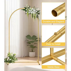 86.4 In. X 48 In. Gold Arch Frame Metal Wedding Flower Arbor Balloon Backdrop St