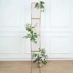 7 ft Gold Wavy Grid Metal Floral Display Frame Arch Backdrop Stand Party Events