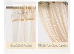 Backdrop 12 panels 30x10ft Champagne Tulle Curtain+ Lights String + Flowers
