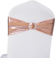 Pack of 50 Spandex Rose Gold Chair Sashes for Wedding Pink Gold Chair Bows Sashe