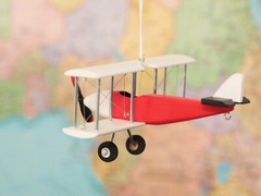 Hanging Airplane, Red White Black, Nursery Decor, Decorative wooden airplane