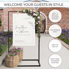 Sturdy Wedding Welcome Sign Stand – Black Metal Easel for Seating Charts & Event