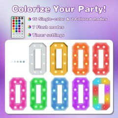 4FT Marquee Light Up Numbers Sign, Colorful Happy Birthday Light Up Number 1,…