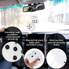Fuzzy Plush Dice for Car Mirror 2.36” Pair of Retro Square Decoration Dice