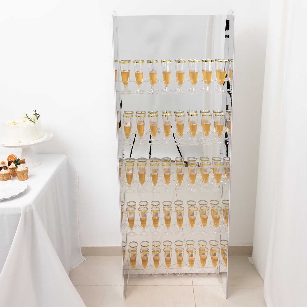 SILVER 5 ft Foam 5-Tier Wine Glass Rack Champagne Flute HOLDER STAND Party