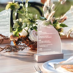 Table Numbers Menu Wedding Personalised Engraved Frosted Acrylic Beach Sail Wood