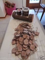 6 wooden tags from greek olive branch or other – wedding decoration -wood slice