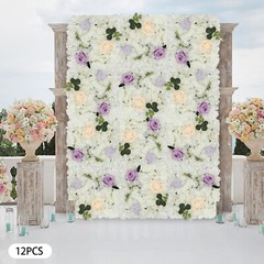 12pcs 3D Flower Wall Panel Artificial Flower Wall Background Silk Rose Wedding