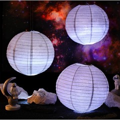 12 Pcs 12 Inch Moon Space Galaxy Paper Lanterns LED