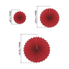 6Pcs Hanging Paper Fans Party Set Decoration for Home Birthday Wedding Wine Red