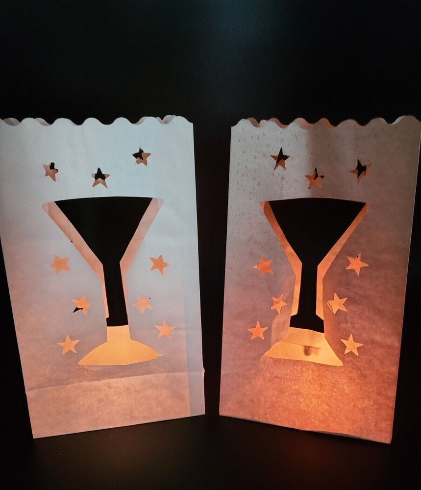 50 Wine Glass Luminary Bags – White for Parties Anniversary New Years Luminaria
