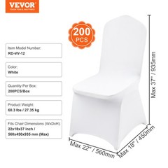 VEVOR 200PCS White Stretch Spandex Folding Chair Covers for Wedding Party Dining
