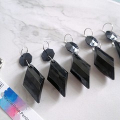 30pcs 65mm Black Buttons Pendant Acrylic Octagon Bead Garland Chandelier Hanging