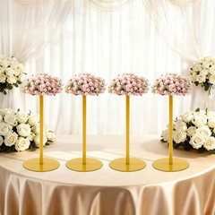 4Pcs Wedding Flower Stands Gold Tabletop Metal Flower Stand for Wedding,Party