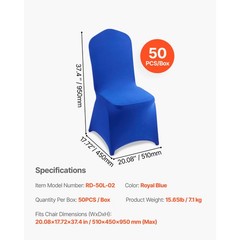 Uimoso 50PCS Royal Blue Stretch Spandex Chair Covers for Events and Parties