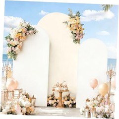 Arch Backdrop Cover, Wedding Arch Cover Spandex Fitted 4+5+6FT White+Beige