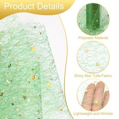 Moon & Star Tulle Rolls Fabric, 6″ x 10 Yard Nylon Tulle Ribbon, Green