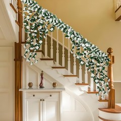 66 Ft Artificial Flower Garland, 8 Pcs Hanging Fake Rose Vines Silk White