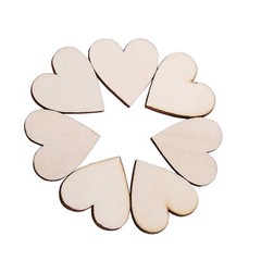 Heart Shape Wood Embellishment For Weddings Plaques Ornament(30mm 50pcs)♡