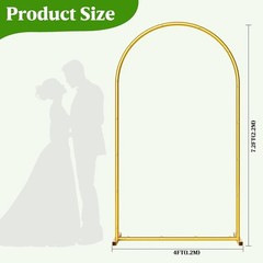 7.2FT Metal Wedding Arch Backdrop Stand for Wedding Ceremony Birthday Party Gold