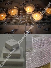 4.5″x10 Yard Silver Wedding Decoration Rhinestone Diamond Wraps Ribbon Mesh Roll