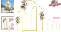 Durable Gold Metal Arch Backdrop Stand Set – 3 Sizes for Weddings & Celebrations