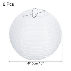 6pcs 6 Inch Folding Hanging Paper Lanterns Small Lampshade White