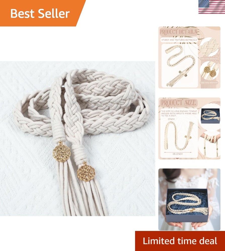 Elegant Ivory Handfasting Cord for Weddings – 68 Inch Rustic Lasso Keepsake