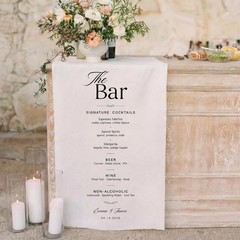 Modern Cloth Wedding Bar Menu Sign Custom Fabric Banner