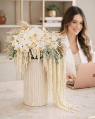12PCS Dried Amaranthus Hanging Flowers – 23″ Ivory White Preserved Floral Ste…