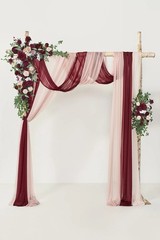 Ling’s moment Romantic Marsala Wedding Arch Decor Set: Drapes & Flowers