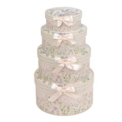 4 Round Floral Nesting Cardstock Gift Boxes with Lids Decorations Centerpiece