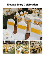 100pcs 7×108 inch gold satin chair sashes wedding banquet bow decoration