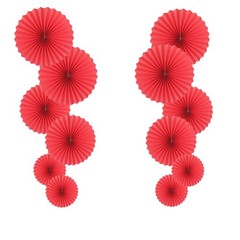 HQZ Red Party Hanging Fans DIY Set – 12pcs Pinwheels & Flowers for Weddings, …
