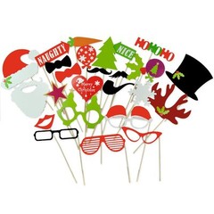 Christmas Photo Booth Props, 27pcs, Attached NO DIY NEEDED, Ships Fast US