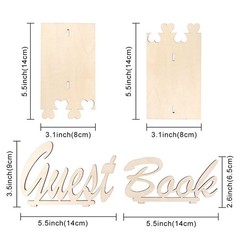 Khaki Wooden Guest Book Stand Sign Freestanding Rustic Wedding Party Decoration