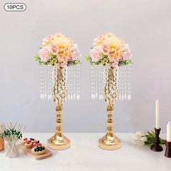 6/10 Pcs 19.3 Inch Crystal Flower Stand Iron Centerpiece For Wedding Reception