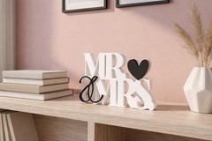 MR & MRS Wedding Table Sign with Rings, Valentine’s Day Gift