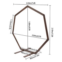 7.2FT Retro Wedding Arch Wooden Heptagon Wedding Backdrop Stand Wooden Arch USA