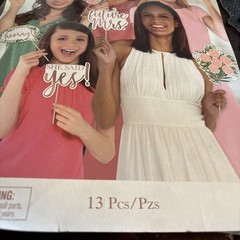 Photo Booth Props Wedding Engagement Bridal Shower Party Stick Sign Set