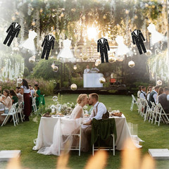 Bride and Groom Wedding Dress Garland Banner, 9.8 Ft Hanging Tuxedo and Gown wit