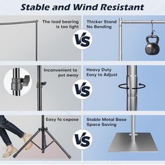 Heavy Duty Backdrop Stand, 8x10ft Pipe and Drape Backdrop Stand Kit 8X10FT