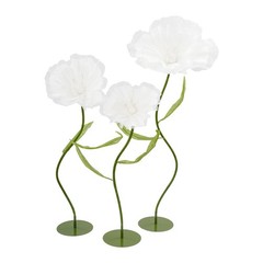 White Artificial Corn Poppy Flower For Wedding Decoration Party Banquet Set Of 3